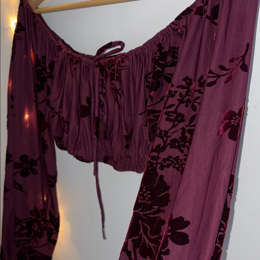 Velvet floral Crop top